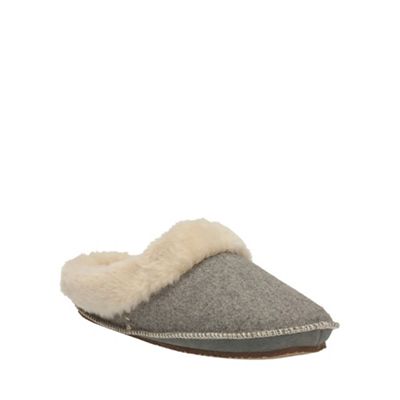 Clarks Grey Felt Eskimo Ski Mule Slip On Slipper